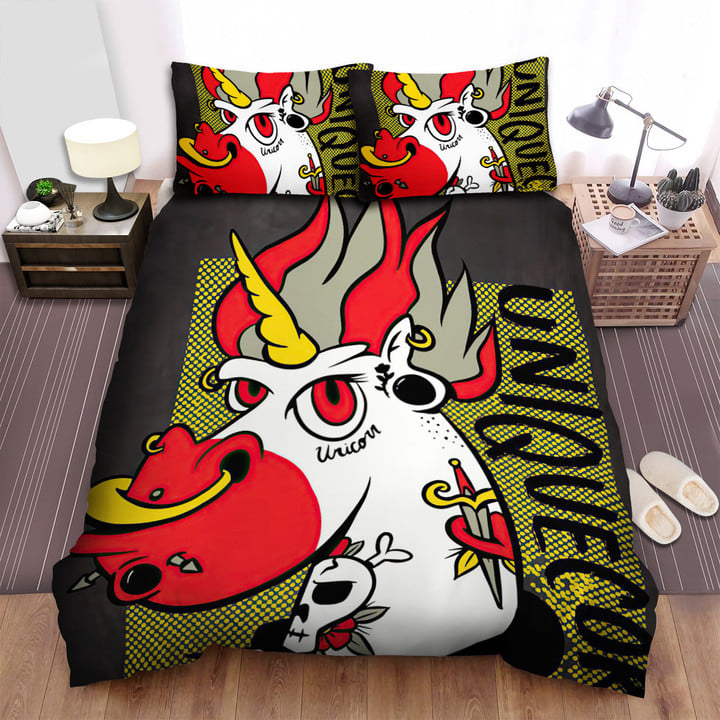 Punk Unicorn Uniquecorn Bed Sheets Spread Duvet Cover Bedding Sets