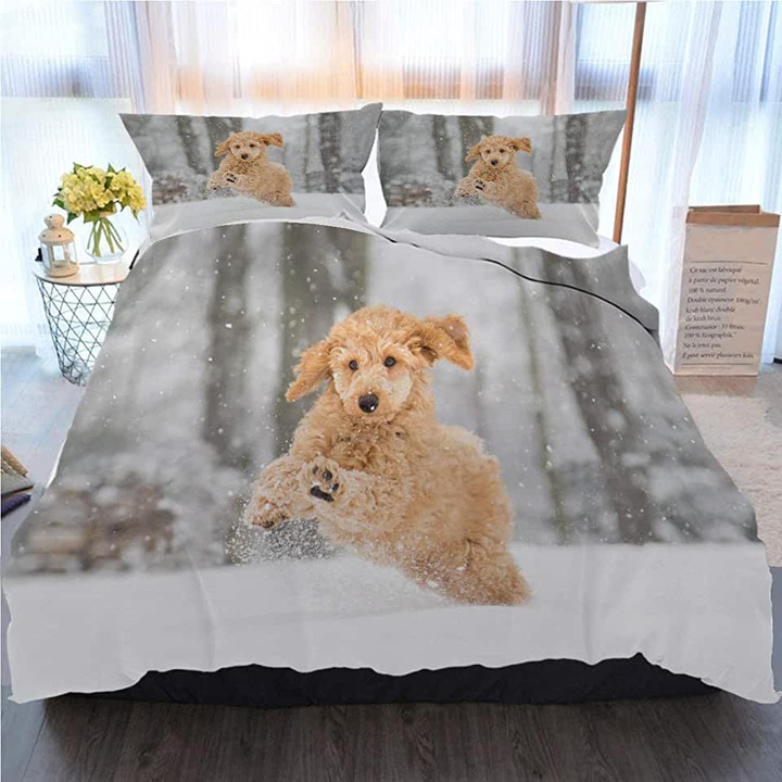 Poodle Snow Fun Bed Sheets Spread Comforter Duvet Cover Bedding Sets