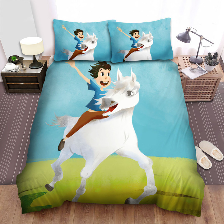 The Natural Animal - Riding Horse And Waving Hand Bed Sheets Spread Duvet Cover Bedding Sets
