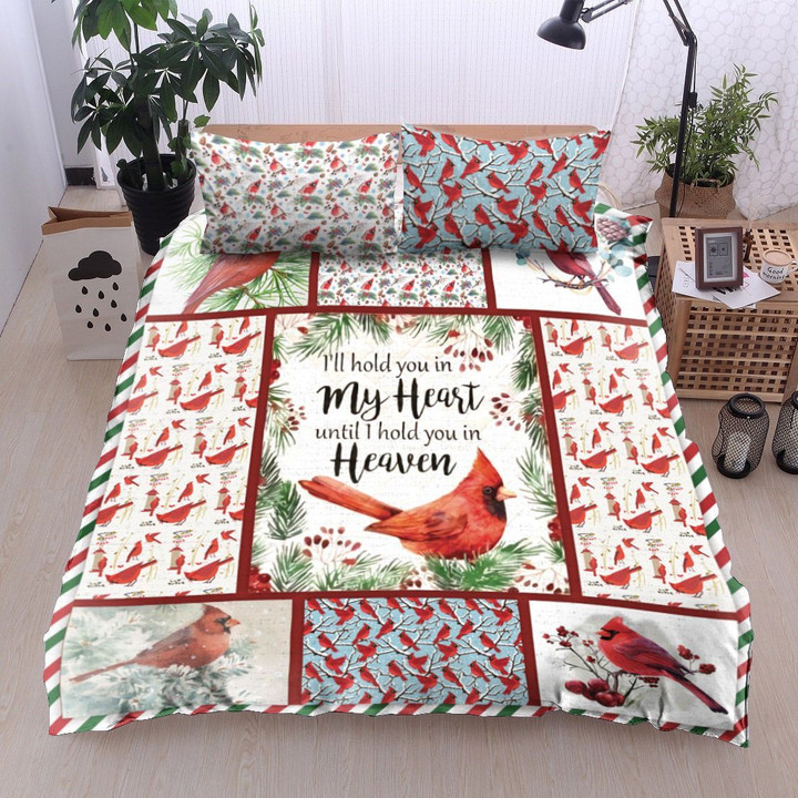 Red Bird I'll Hold You In My Heart Until I Hold You In Heaven Cotton Bed Sheets Spread Comforter Duvet Cover Bedding Sets