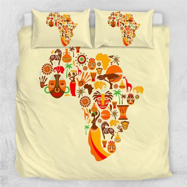 African Cultural Map  Bed Sheets Spread  Duvet Cover Bedding Sets
