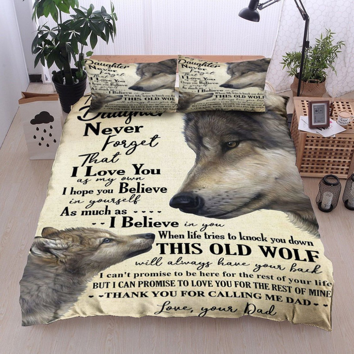 Personalized Wolf To My Daughter Never Forget That I Love You Thank You For Calling Me  Bed Sheets Spread  Duvet Cover Bedding Sets