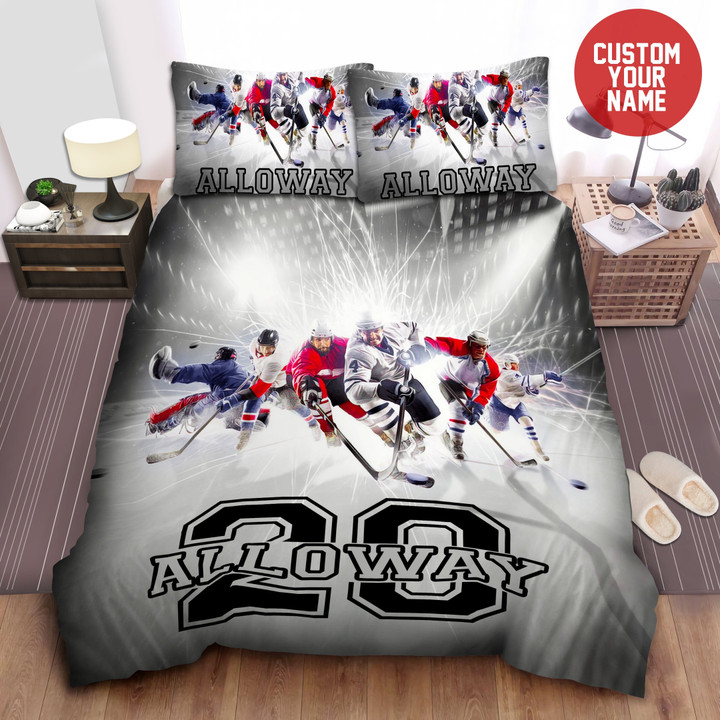 Ice Hockey Team Custom Name And Number Duvet Cover Bedding Set