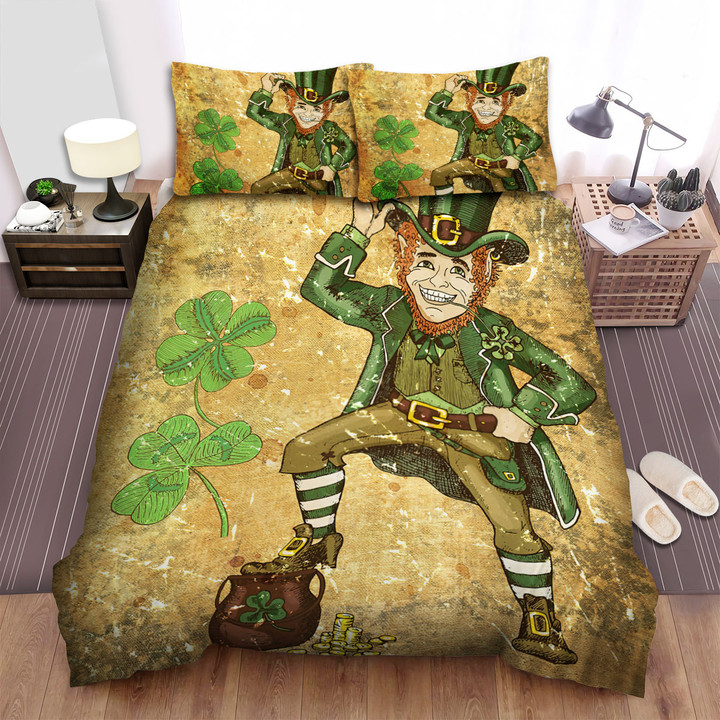 Saint Patrick's Day Leprechaun Vintage Bed Sheets Spread  Duvet Cover Bedding Sets