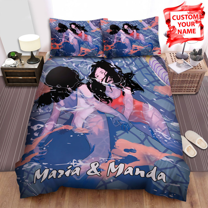 Personalized Lesbian Couple Underwater Love Bed Sheets Spread  Duvet Cover Bedding Sets