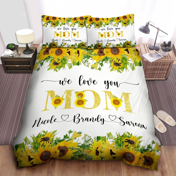 Gift For Mom Sunflower Personalized Custom Name Duvet Cover Bedding Set