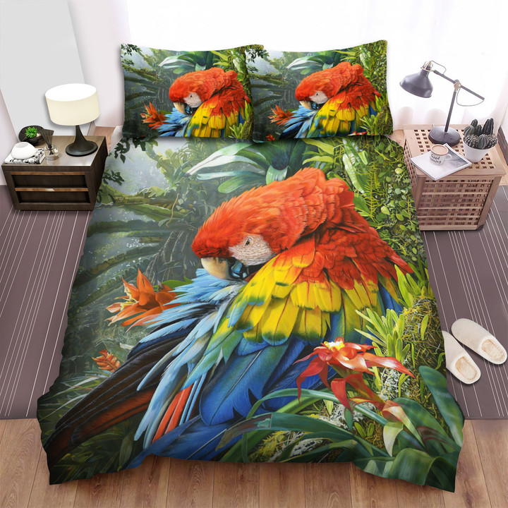 The Wild Animal - The Parrot Pluming The Feathers Bed Sheets Spread Duvet Cover Bedding Sets