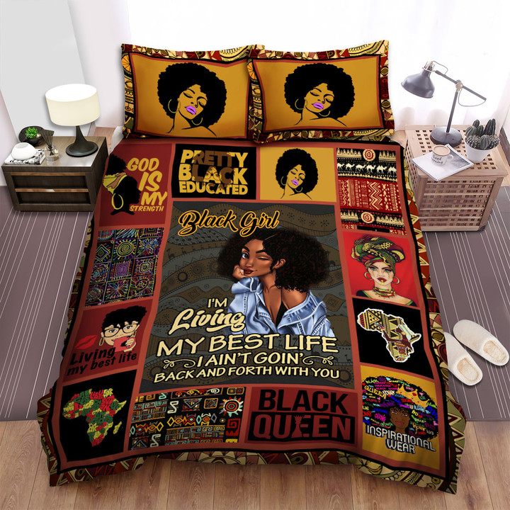 Black Women God Is My Strength Black Girl Bed Sheets Spread Duvet Cover Bedding Sets