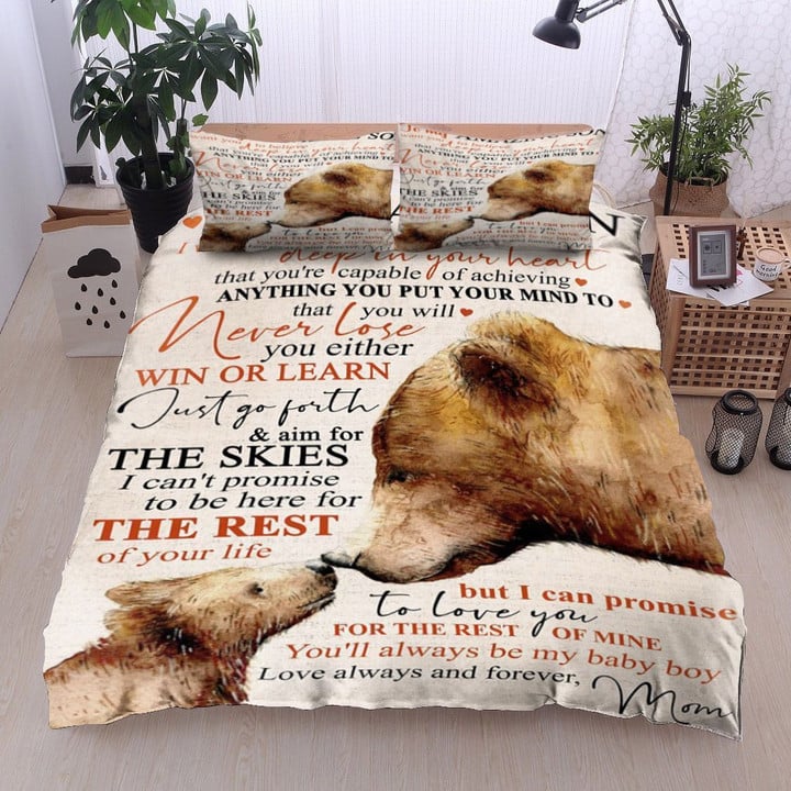 Personalized To My Amazing Son Bear From Mom Deep in Your Heart  Bed Sheets Spread  Duvet Cover Bedding Sets