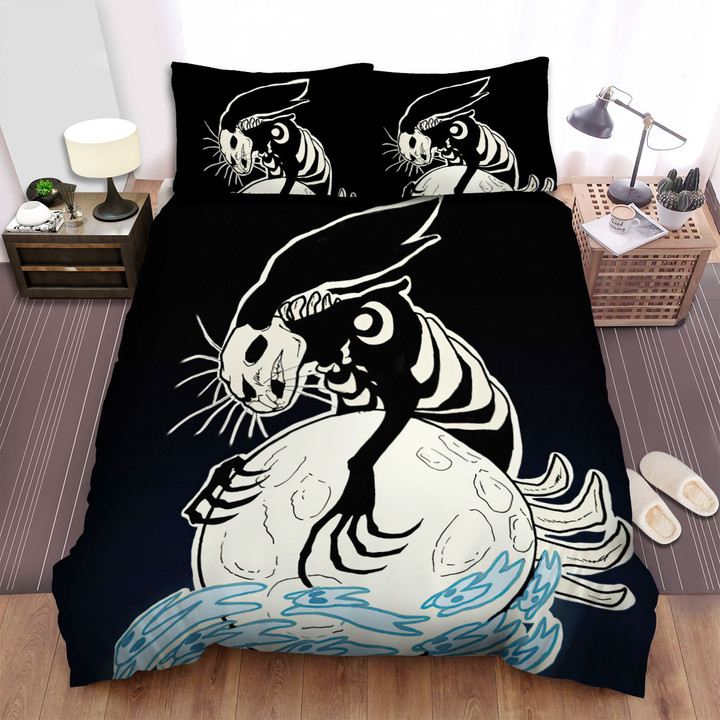 The Skeleton Rabbit Holding A Moon Bed Sheets Spread Duvet Cover Bedding Sets