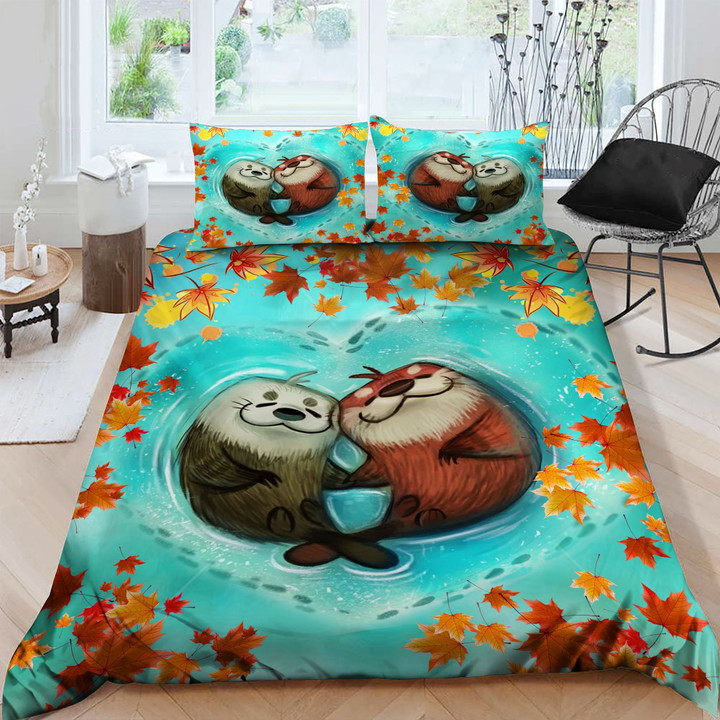 Heart Love Otter  Bed Sheets Spread  Duvet Cover Bedding Sets