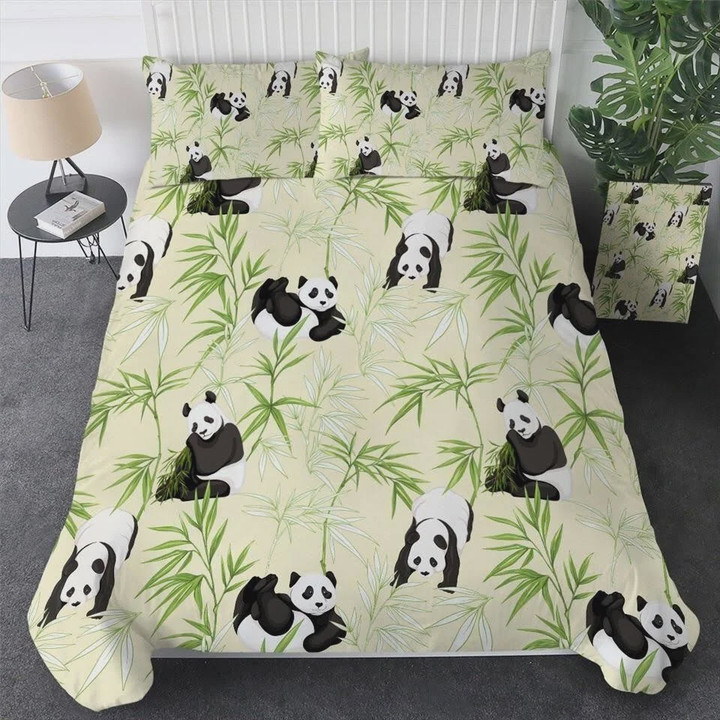 Panda Eating Bamboo  Bed Sheets Spread  Duvet Cover Bedding Sets