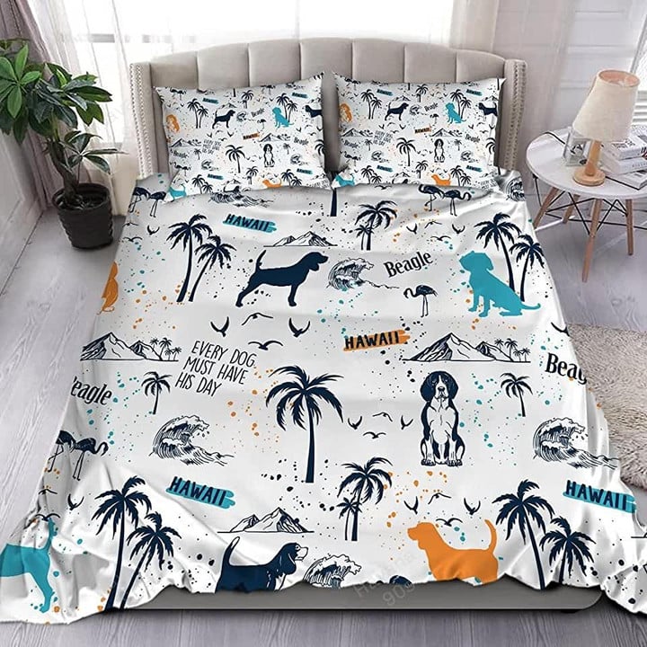 Beagle In Hawaii Island Bed Sheets Spread  Duvet Cover Bedding Sets