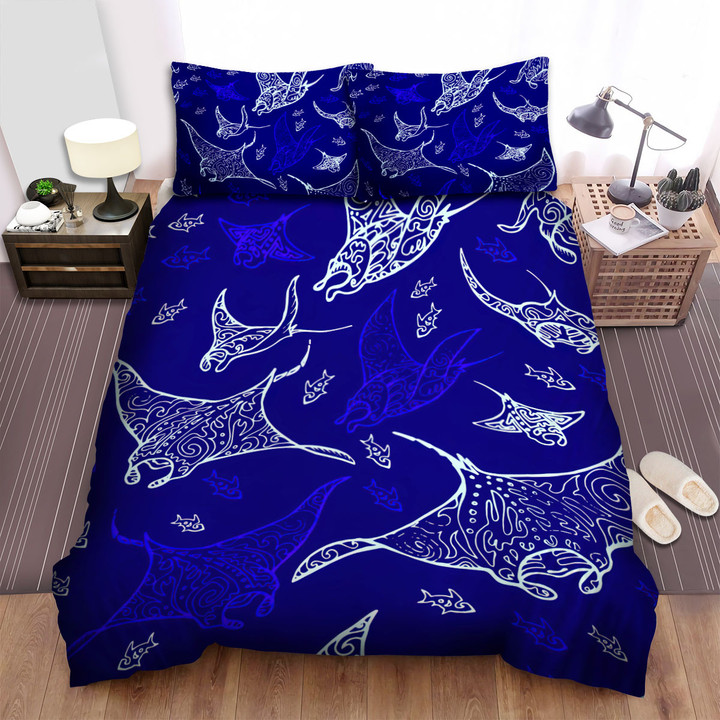 The Wildlife - The Ray Fish Swimming Beside Fishes Pattern Bed Sheets Spread Duvet Cover Bedding Sets