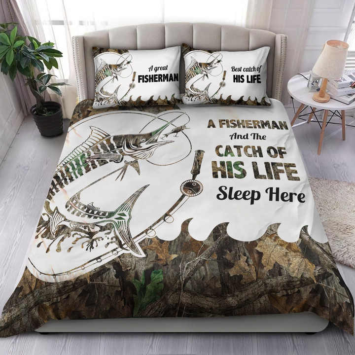 Fishing Couple Great Fisherman And His Best Catch Duvet Cover Bedding Set