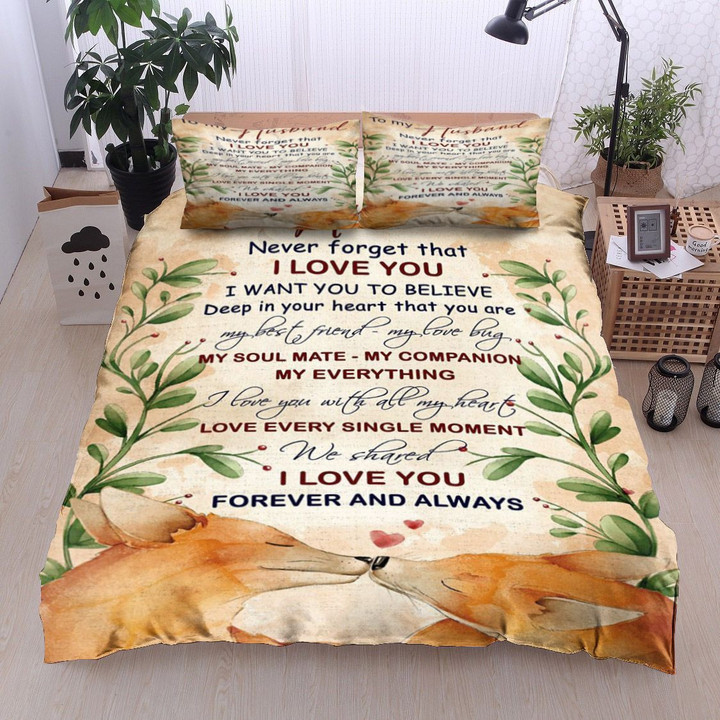 Personalized Fox To My Husband I Love You With All My Heart  Bed Sheets Spread  Duvet Cover Bedding Sets
