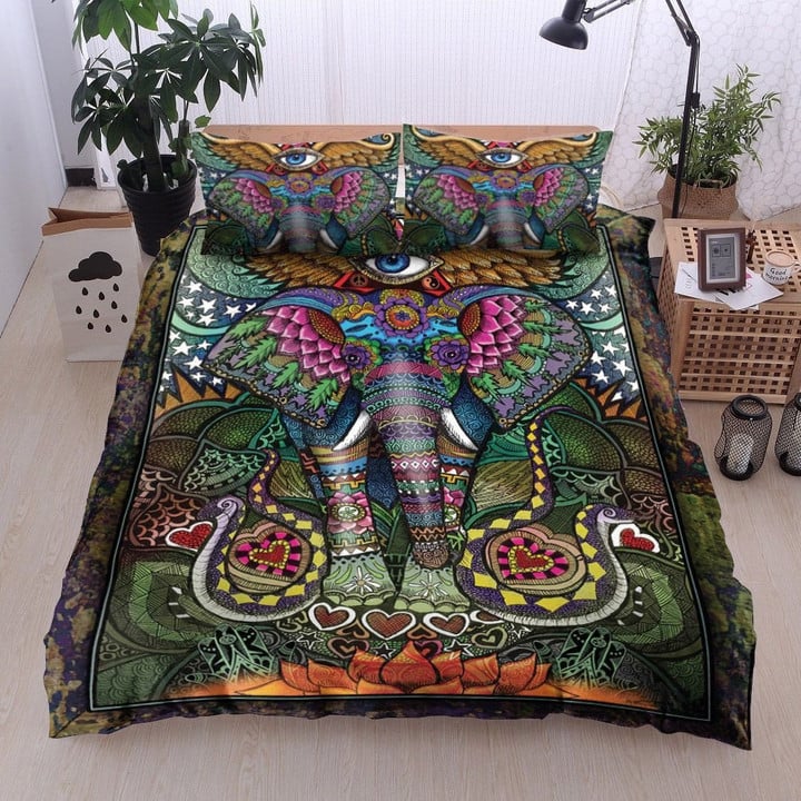 Hippie Elephant Duvet Cover Bedding Set