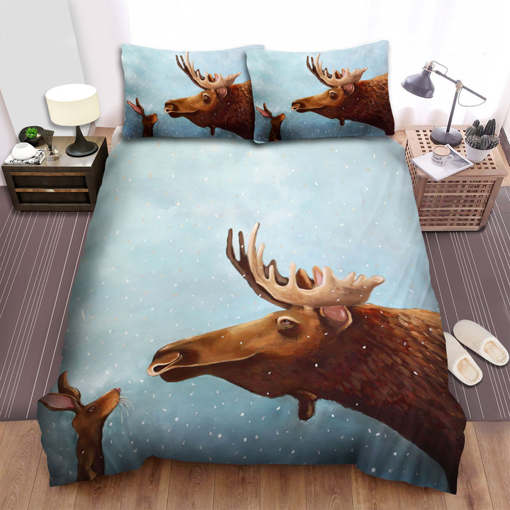 The Moose And The Bunny Bed Sheets Spread Duvet Cover Bedding Sets