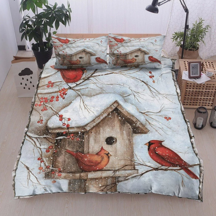Red Cardinal Wooden Nest  Bed Sheets Spread  Duvet Cover Bedding Sets