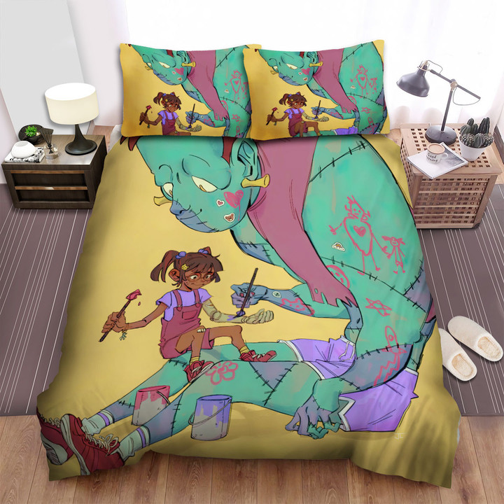 Halloween Frankenstein Painting With Little Girl Bed Sheets Spread Duvet Cover Bedding Sets