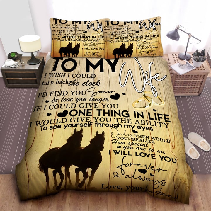 Personalized To My Wife Horse From Husband I Will Love You Forever And Always  Bed Sheets Spread  Duvet Cover Bedding Sets