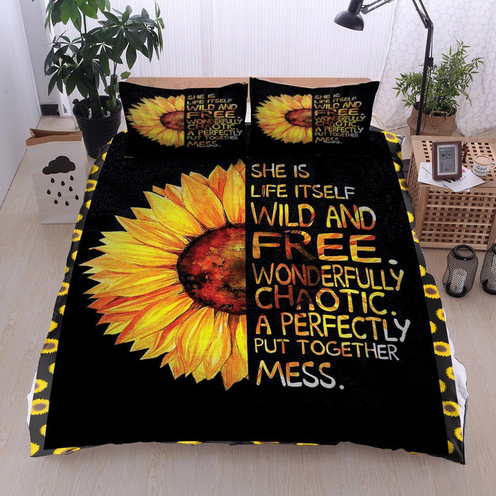 Sunflower She Is Life Itself Wild And Free  Bed Sheets Spread  Duvet Cover Bedding Sets