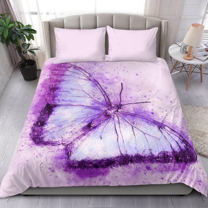 Purple Butterfly Pattern Bed Sheets Duvet Cover Bedding Sets