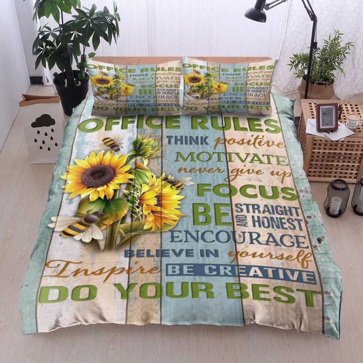 Sunflower Bee Believe In Yourself Be Creative Do Your Best  Bed Sheets Spread  Duvet Cover Bedding Sets