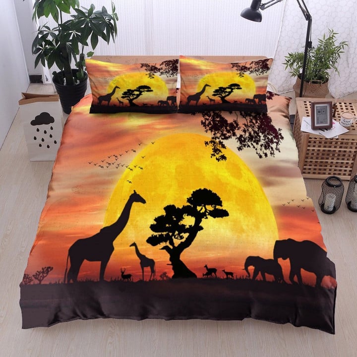 African Animals Sunset Vibes  Bed Sheets Spread  Duvet Cover Bedding Sets