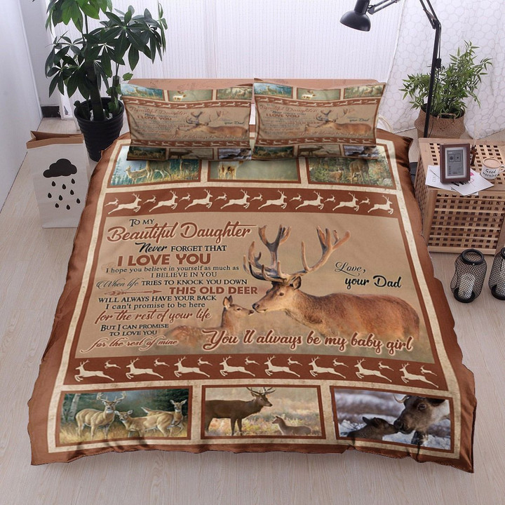 Personalized Deer To My Daughter From Dad Never Forget That I Love You  Bed Sheets Spread  Duvet Cover Bedding Sets