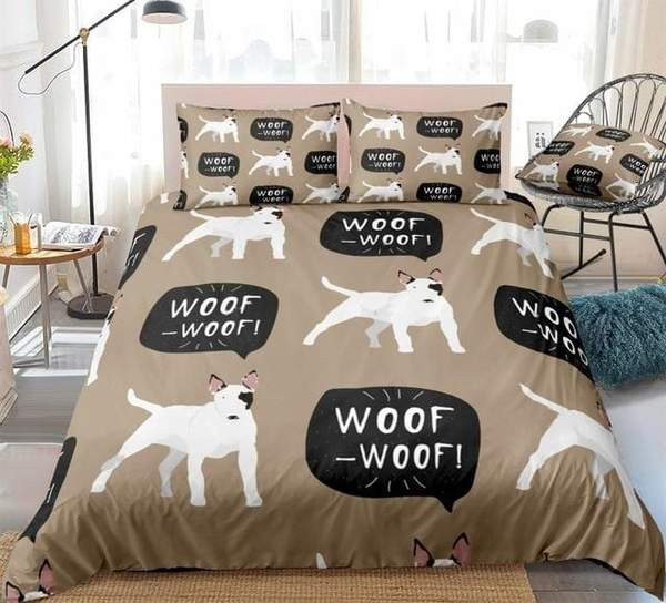 Cartoon Bull Terrier Dog  Bed Sheets Spread  Duvet Cover Bedding Sets