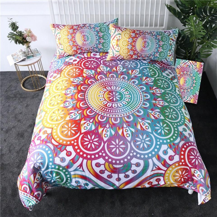 Colorful Floral Mandala  Bed Sheets Spread  Duvet Cover Bedding Sets