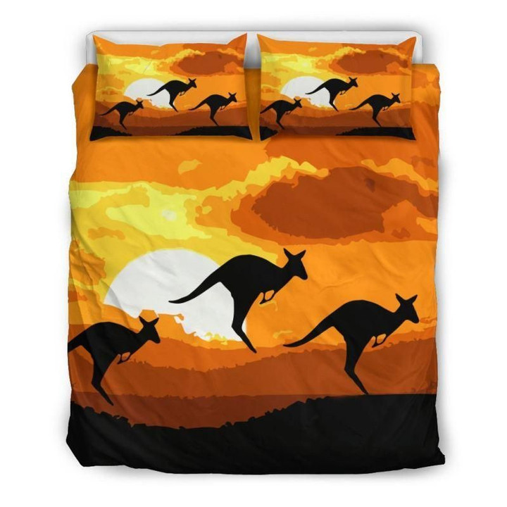 Australia Kangaroo In Sunset Bed Sheets Duvet Cover Bedding Set Great Gifts For Birthday Christmas Thanksgiving