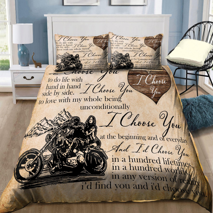Motorcycle I Choose You Bedding Set  Bed Sheets Spread  Duvet Cover Bedding Sets