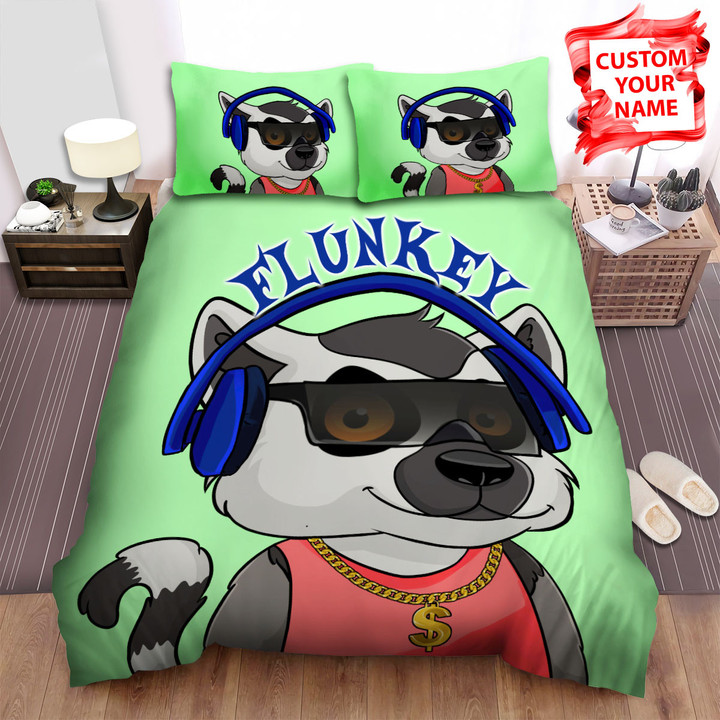 Personalized The Lemur Wearing Headphones Bed Sheets Spread Duvet Cover Bedding Sets