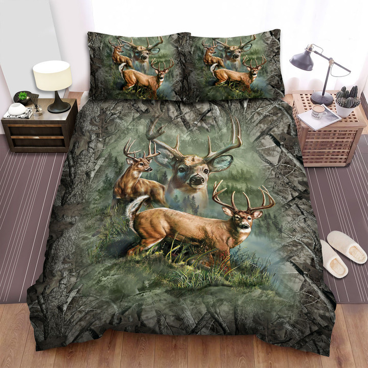 Deer Hunting Grass Bed Sheets Spread Duvet Cover Bedding Sets