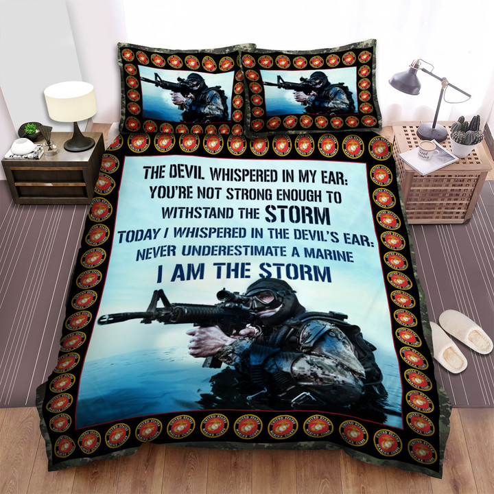 Us Marine Never Underestimate A Marine Bed Sheets Spread Duvet Cover Bedding Sets