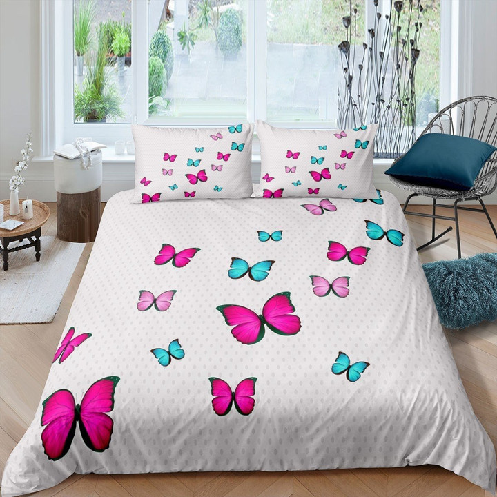 Colorful Butterflies Bed Sheets Duvet Cover Bedding Sets