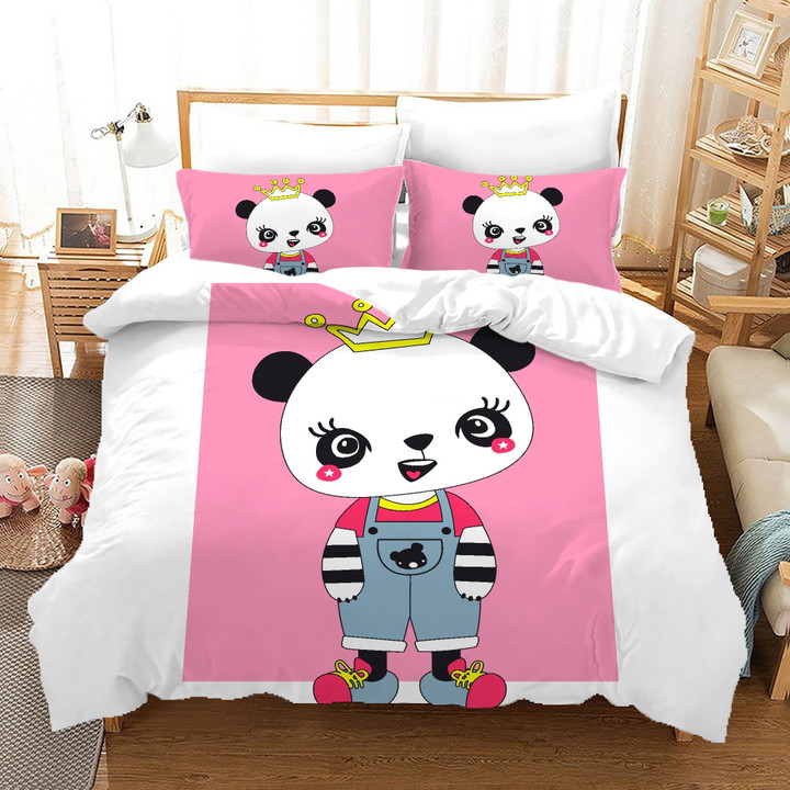 Cartoon Panda Pink Bed Sheets Duvet Cover Bedding Sets