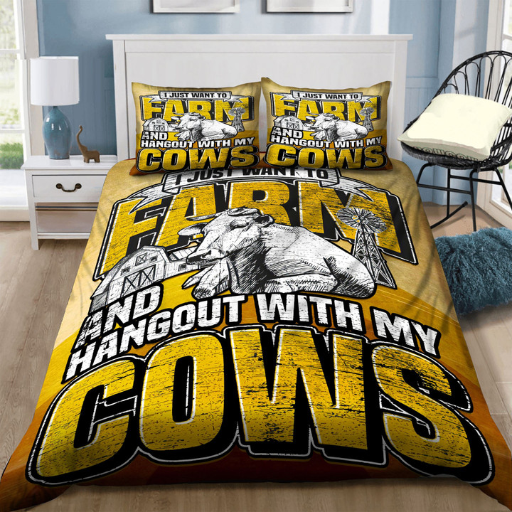 3D I Just Want To Farm And Hangout With My Cows  Bed Sheets Spread  Duvet Cover Bedding Sets