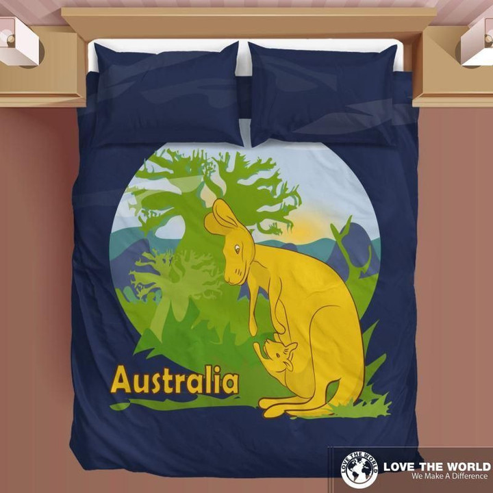 Australia Kangaroo & Baby Bed Sheets Duvet Cover Bedding Set Great Gifts For Birthday Christmas Thanksgiving