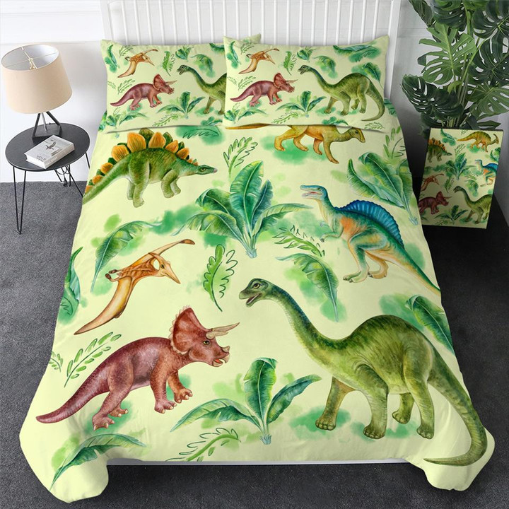 Green Dinosaur Breeds Bed Sheets Duvet Cover Bedding Set