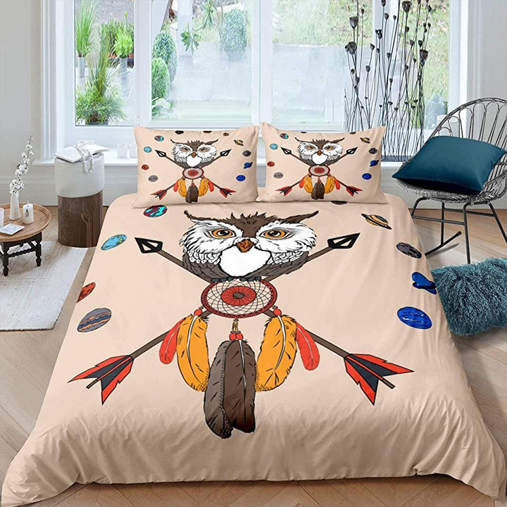 Owl With Arrow Feathers Bed Sheets Spread  Duvet Cover Bedding Sets