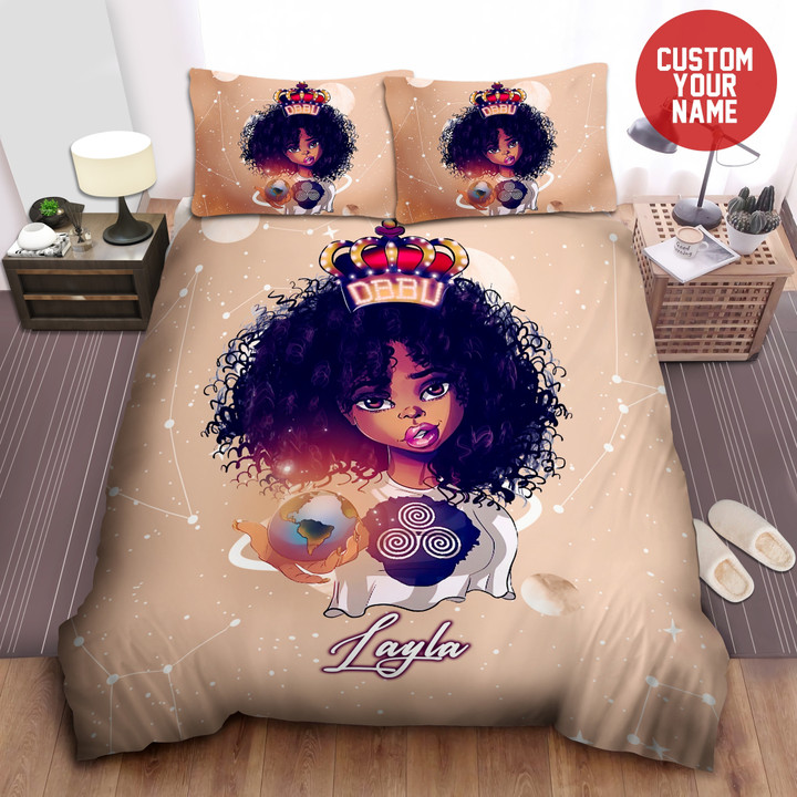 Personalized Cool Black Baby Girl  Bed Sheets Duvet Cover Bedding Sets