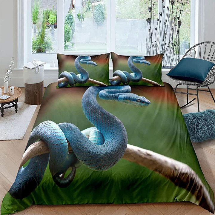Blue Snake Bed Sheet Duvet Cover Bedding Sets