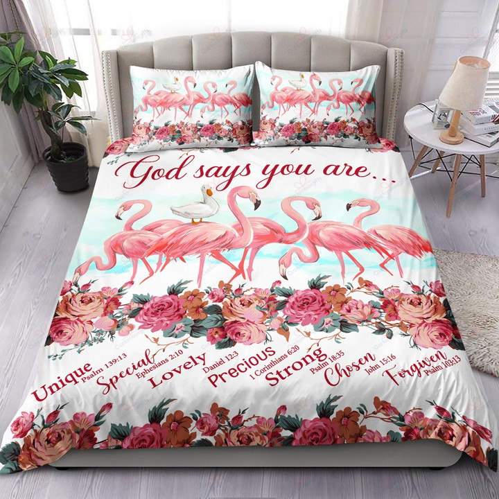 Flamingo God Says You Are Unique Bed Sheets Spread  Duvet Cover Bedding Sets