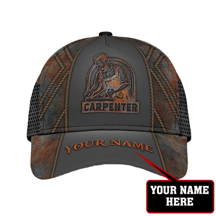 Personalized Name Vintage Carpenter 3D Cap & Hat, 3D Baseball Cap, Classic Cap