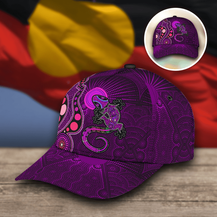 Aboriginal Purple The Lizard And The Sun 3D Cap & Hat, 3D Baseball Cap, Classic Cap