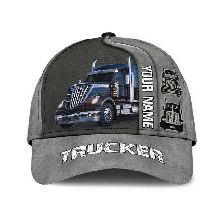 Personalized Trucker Grey 3D Cap & Hat, Classic Cap, 3D Baseball Cap