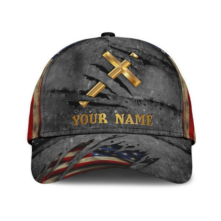 Personalized Crack Jesus Us Flag Classic Cap 3D Cap & Hat, Classic Cap, 3D Baseball Cap